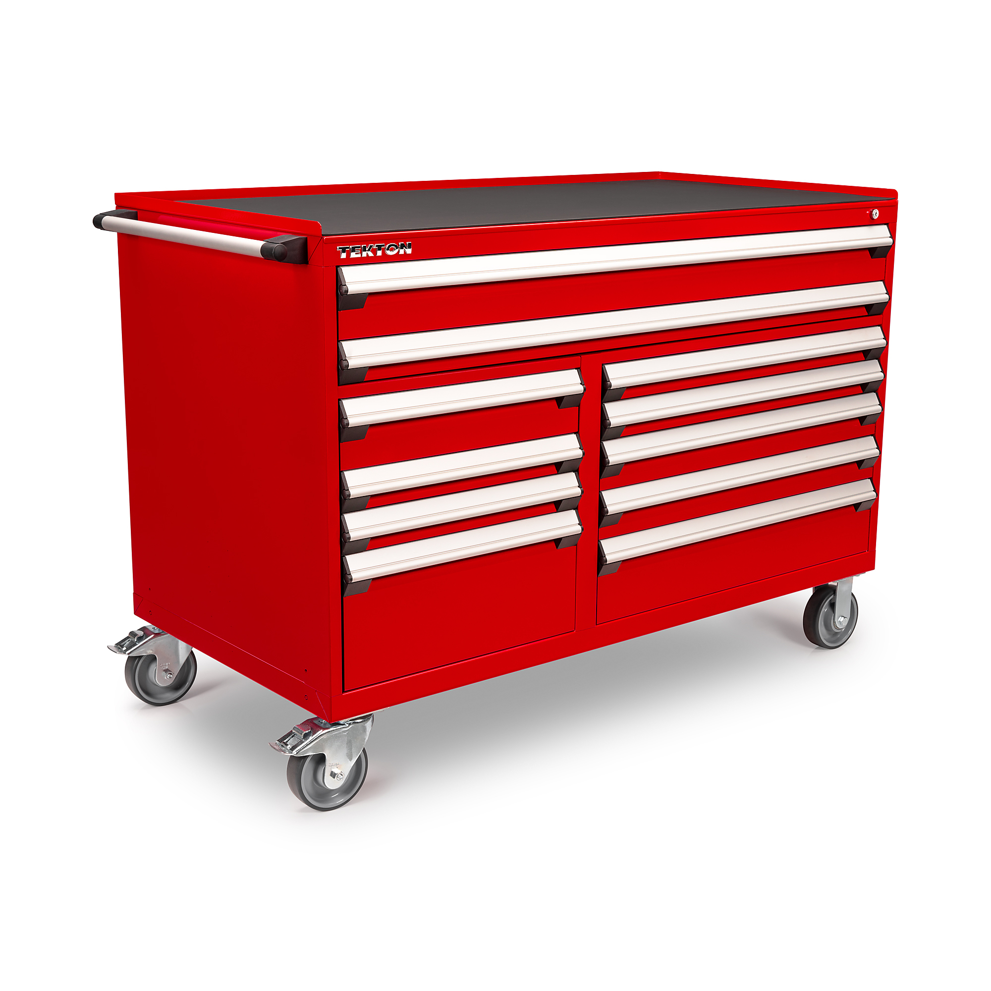TEKTON 11-Drawer 40/60 Split Bank Tool Cabinet with Steel Top and Mat, Red (60 W x 30 D x 41.5 H in.) | OCL64200STM